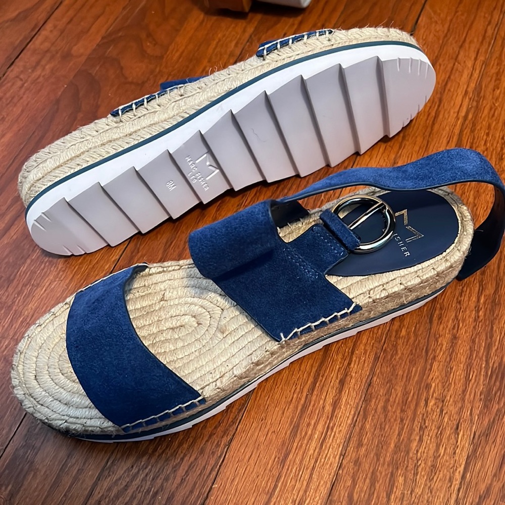 Marc Fisher Phoebe 2 Blue espadrille platform sandal size 8 brand new